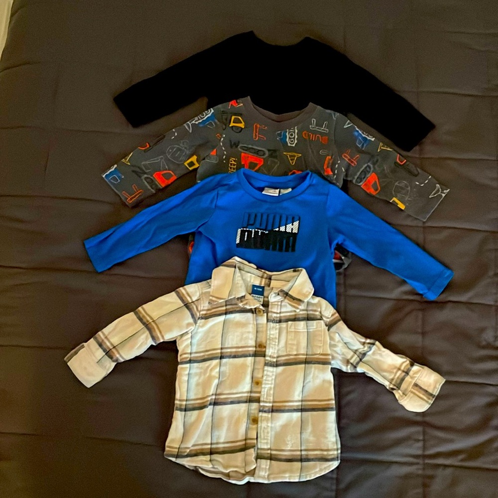 4 6-12 month long sleeve shirts, puma & old navy worn once